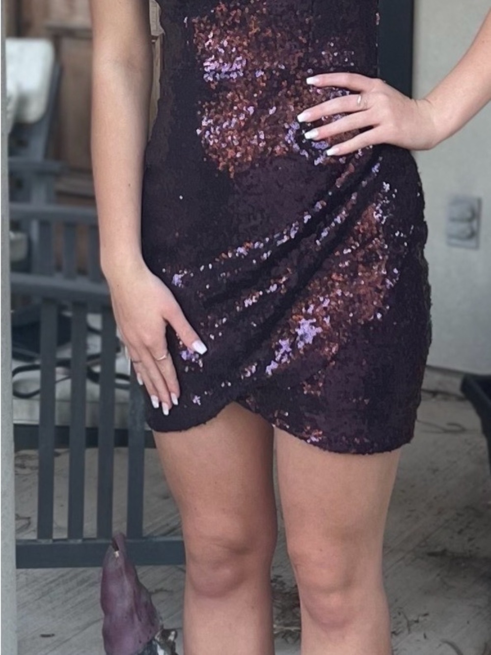 B. Darlin Sequined Mini Dress in Plum Purple